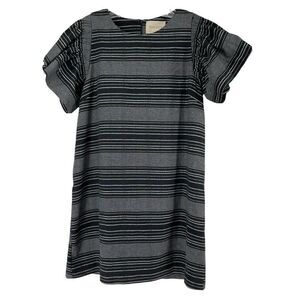 Moon River Dress Flutter Sleeve Black Striped Mini Casual Womens Size S Bohemian